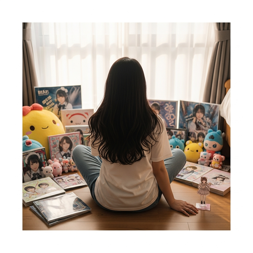 推し活を始めようとしている女の子がスマートフォンを手にしている場面